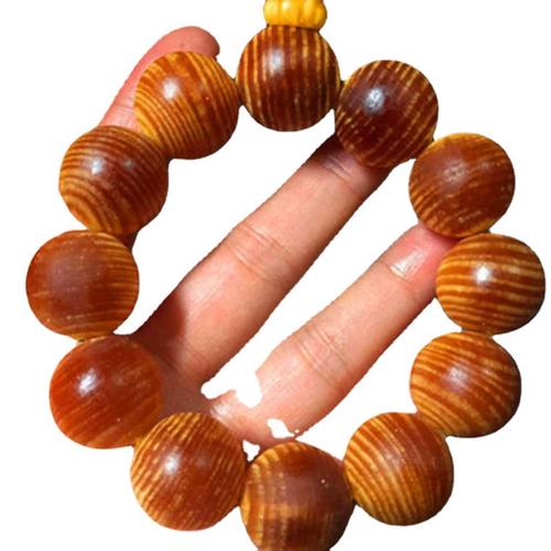 长白山琥珀木手串男全透血龙木东北沉香红松树明子佛珠原木念经