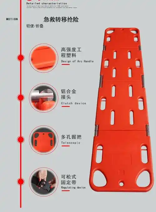 识坚可伸缩折叠铲式担架消防救援担架可分离担架伤员固定台板