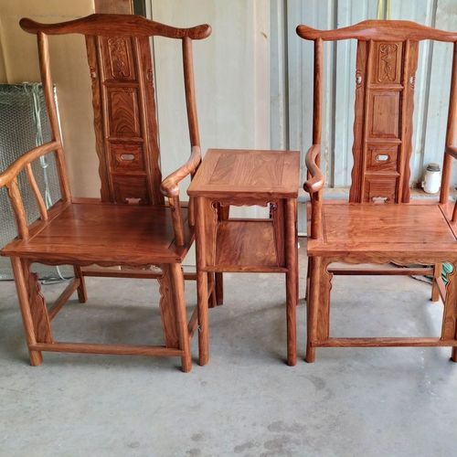 红木椅子三件套大官帽椅刺猬紫檀国标红木三件套非洲黄花梨椅子