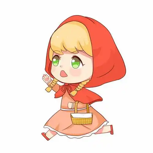 提着篮子奔跑的小红帽卡通小女孩童话人物插画8943552图片免抠素材