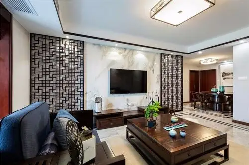 新中式客厅电视墙儒雅端庄华丽大方