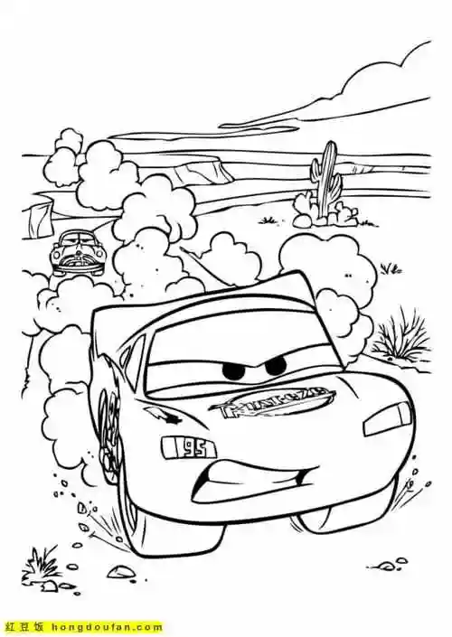 11张最帅的跑车闪电麦昆动画电影涂色图片免费下载-红豆饭小学生简笔