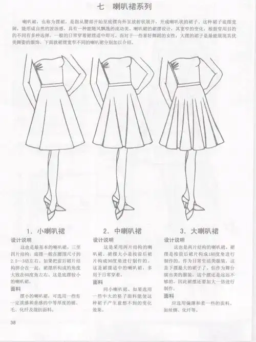 夏季女装三款喇叭裙制版