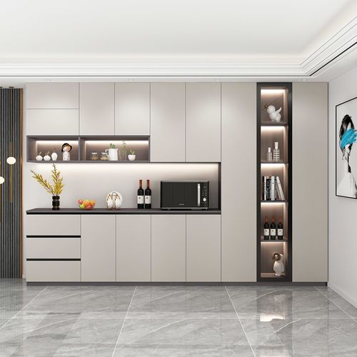 轻奢餐边柜一体靠墙高柜酒柜现代简约定制客厅餐厅置物储物柜实木