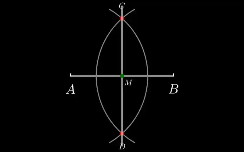 【manim】尺规作图:作一条线段的垂直平分线(初中数学)_哔哩哔哩_bili