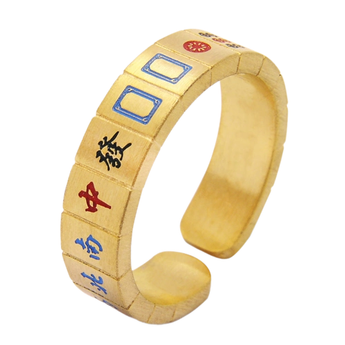 泰爱你个性复古k金麻将钛钢指环