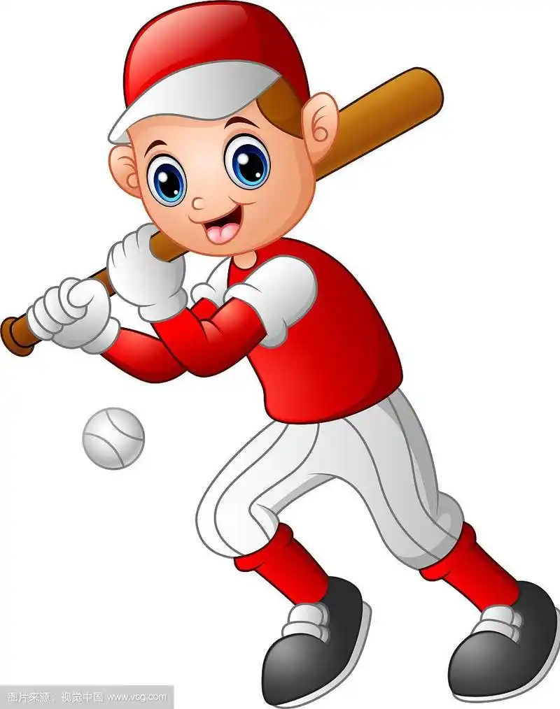 卡通男孩打棒球