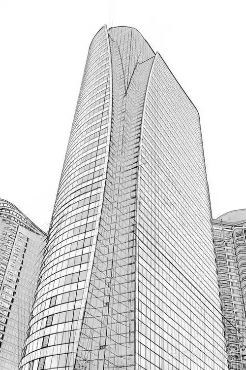 办公大楼建筑绘图素描