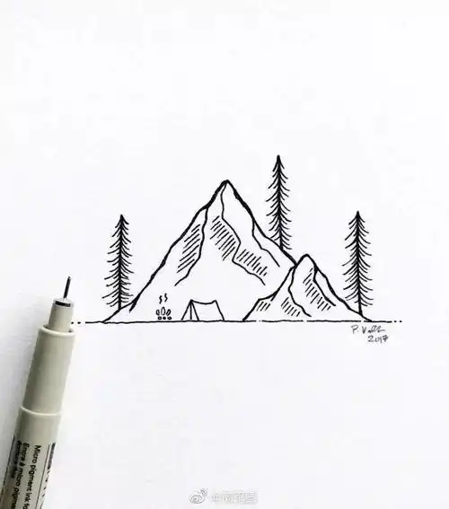 一座小山简笔画 一座大山简笔画