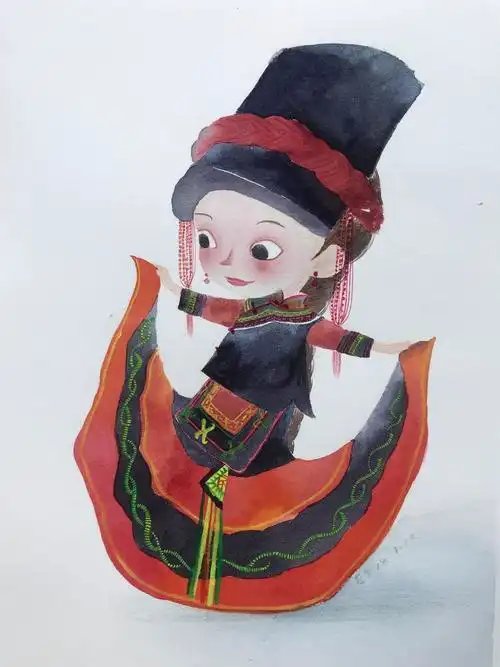 手绘少数民族—彝族