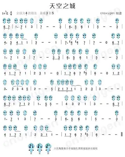 qq.com 求天空之城 六孔陶笛谱子