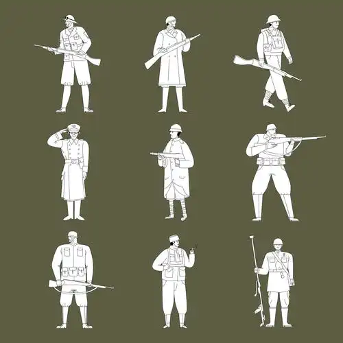 第二次世界大战历史教育士兵插画元素