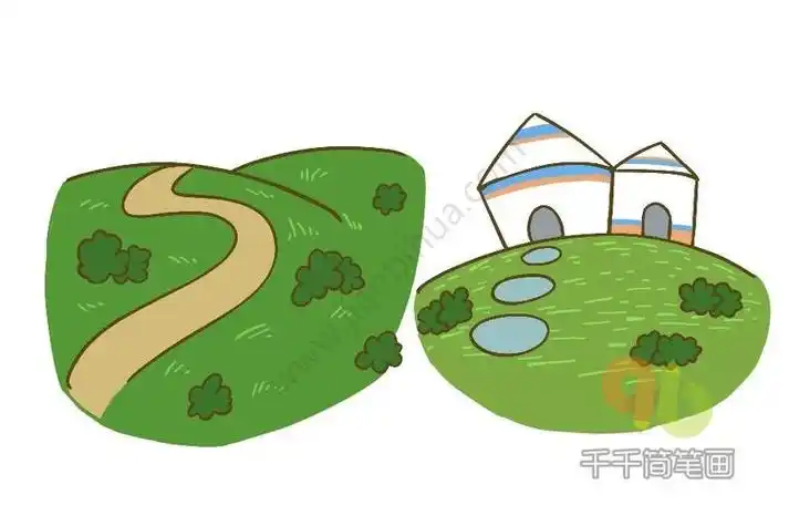 绿色渐变草原手绘简笔画大图幼儿小草简笔画我想看小草地的简笔画田野