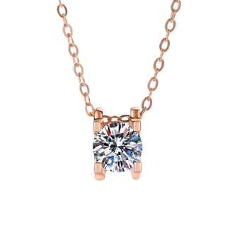 牛头钻石吊坠18玫瑰金简约彩金520礼物送女玫瑰金色2克拉牛头款项链