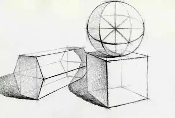 画好几何体主要注意形体和透视关系,近大远小,前实后虚等关系