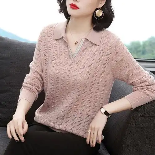 针织衫2019新款女士薄款宽松中年早秋秋季长袖毛衣