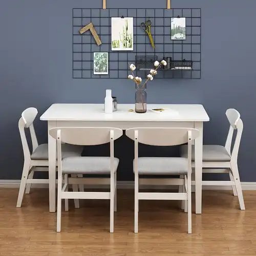 北欧风现代简约白色餐桌椅组合实木餐厅家用小饭桌4人小户型