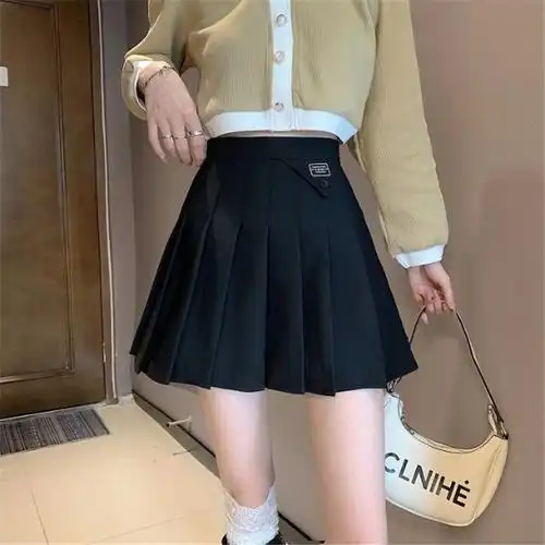 pass大码胖mm高腰显瘦半身裙女春夏时尚百褶裙防走光遮胯a字短裙