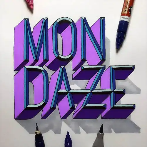 guillermo风格手绘立体字作品