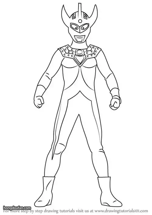 10张经典奥特曼战斗卡通涂色简笔画-红豆饭小学生简笔画大全