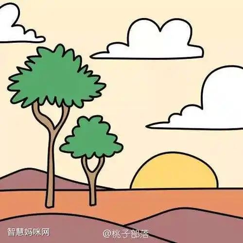 沙漠风景简笔画欣赏5张