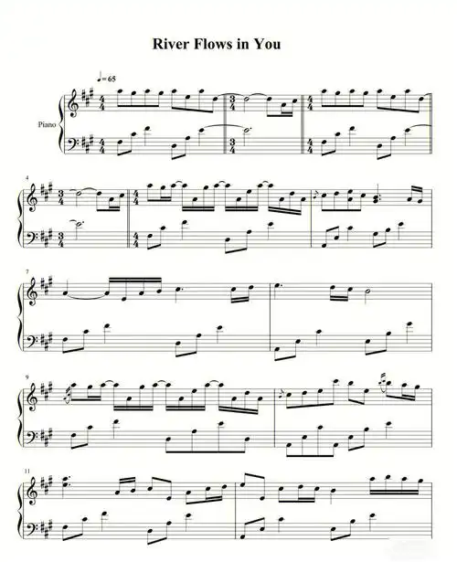 钢琴谱riverflowsinyou你的心河