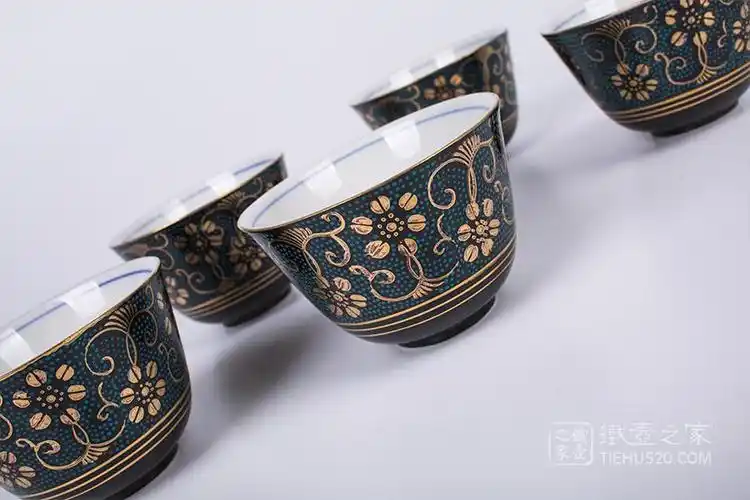 九谷烧 青粒铁仙5杯套装(k5-726)