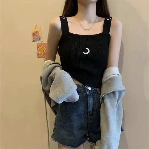 小吊带针织背心女夏外穿性感ins内搭露背收腰无袖打底衫辣妹上衣 - 17