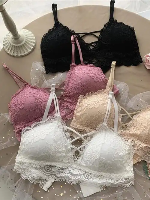 春装韩版无钢圈性感蕾丝花边文胸聚拢少女美背裹胸抹胸小吊带内衣