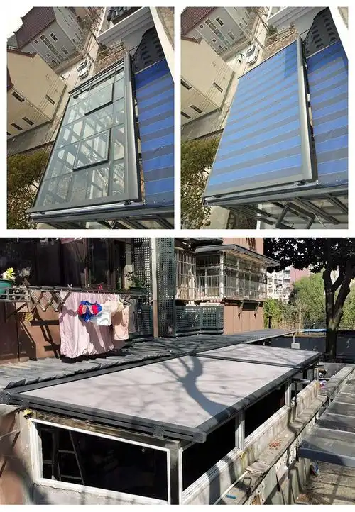 紫叶天幕遮阳棚伸缩户外顶棚电动阳光房玻璃房隔热防晒铝合金雨棚宽4