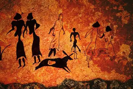 墙上原始公社洞穴壁画图片