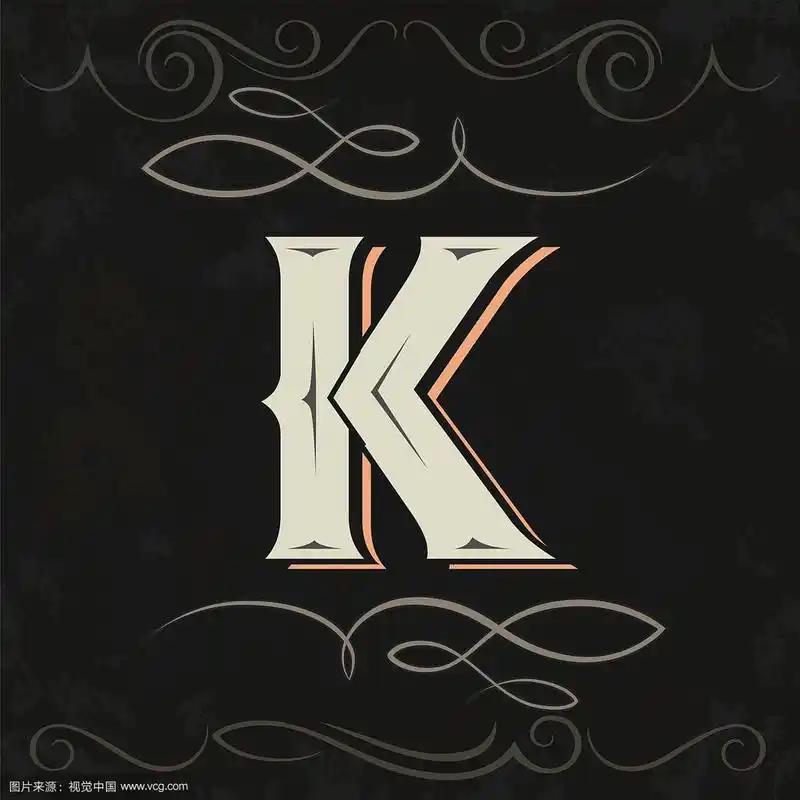 复古风格的西方字母设计字母k