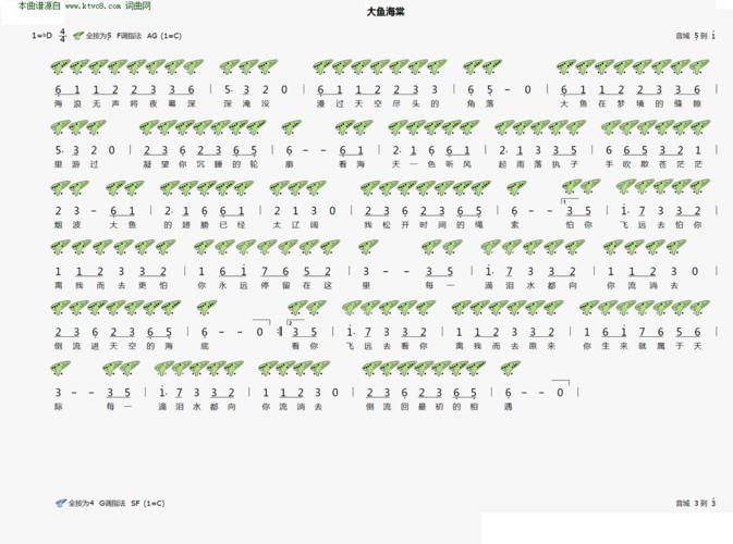 大鱼海棠 笛子谱,陶笛谱 简谱
