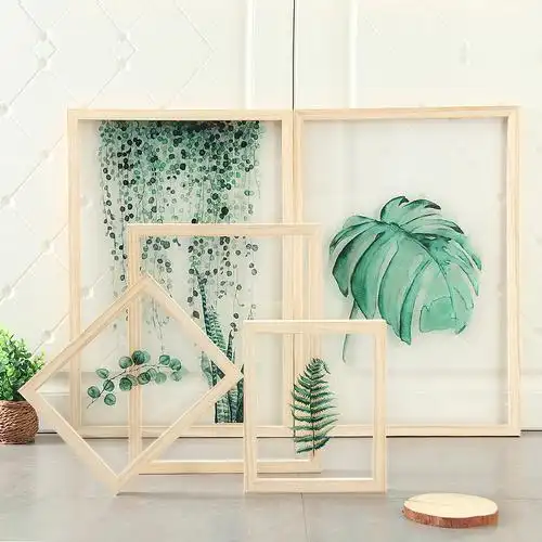 北欧透明画小清新树叶植物画餐客厅背景墙装饰画ins风玻璃画摆件