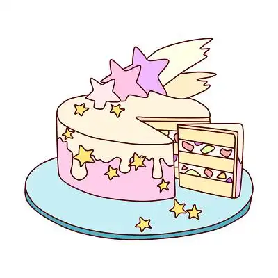 卡通原创手绘美味蛋糕星星蛋糕