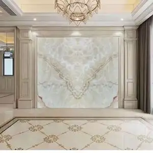 天然大理石玉石冰花玉电视背景墙透光高档别墅室内装修