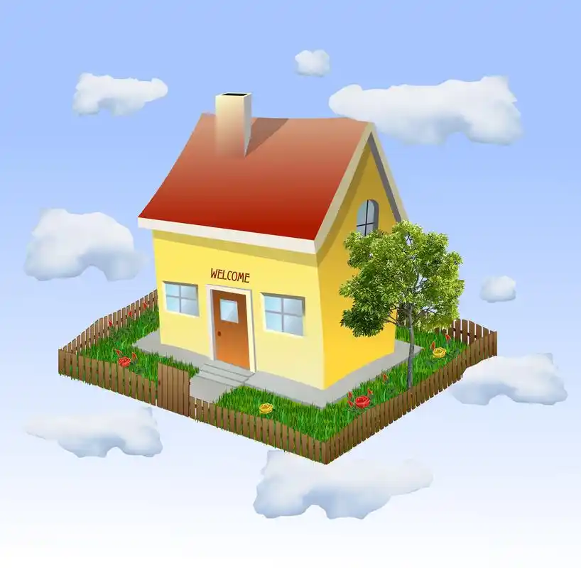 在云端花园的房子.矢量