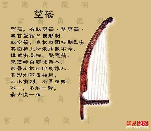 分为金(钟,镈),石(磬),丝(琴,瑟),竹(箫,箎),匏(笙,竽),土(埙,缶),革