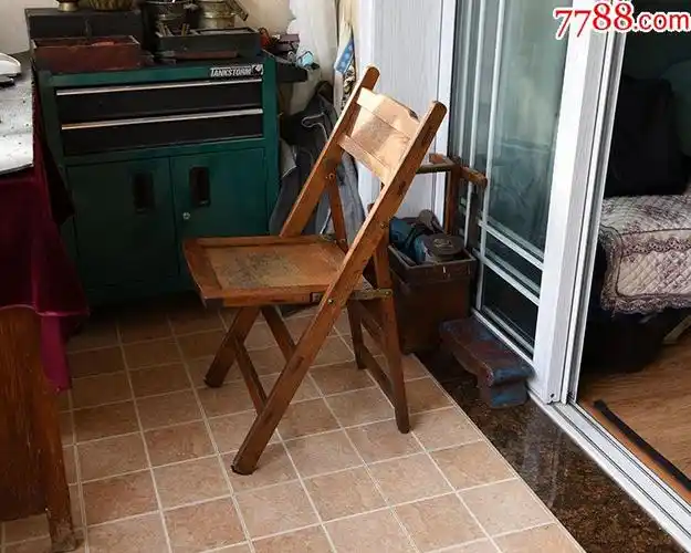 古董老式折叠椅休闲老椅子怀旧老家具老物件实木老凳子原木家用
