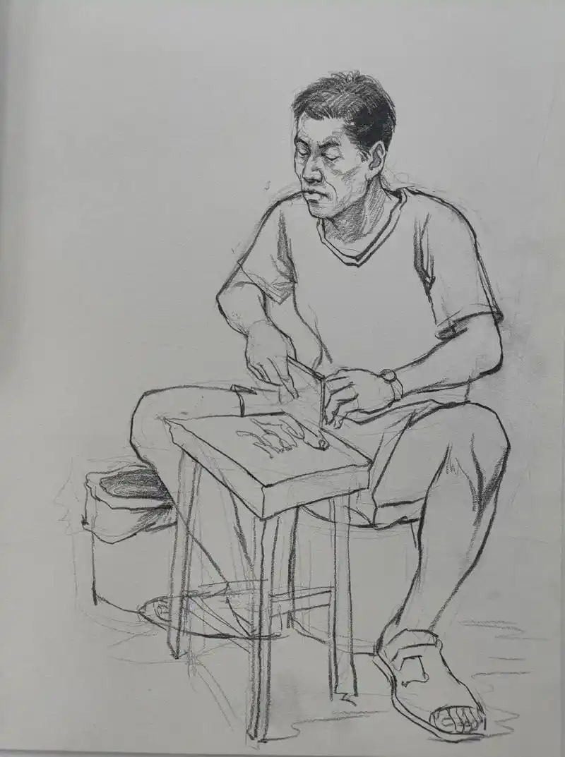 做饭了.#美术 #美术艺考 #速写人物  - 抖音