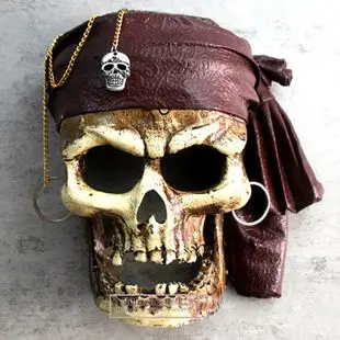 加勒比海盗骷髅头 杰克船长骷髅头 树脂壁挂 酒吧装饰