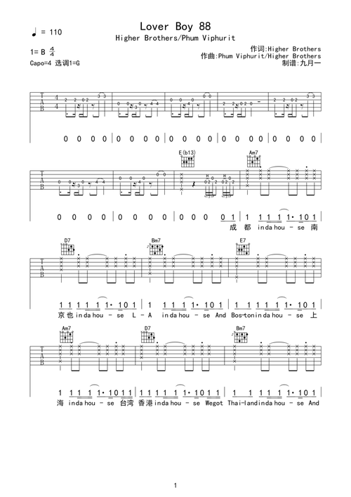 loverboy88完整版吉他谱