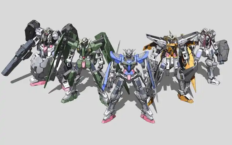 求一张令我印象深刻的高达oo第一季五台机体的壁纸.