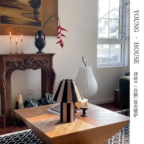 洋坊法式实木壁炉ins小红书壁炉柜美式复古棕色壁炉玄关艺术装饰