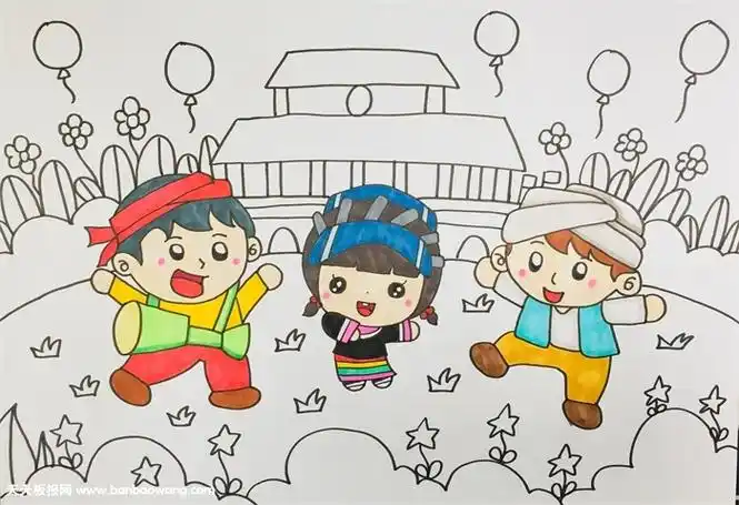 关于民族团结一家亲的画