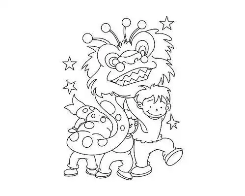 春节舞狮app启动页欣赏画画大全春节卡通舞狮狮子头舞狮简笔画手绘图