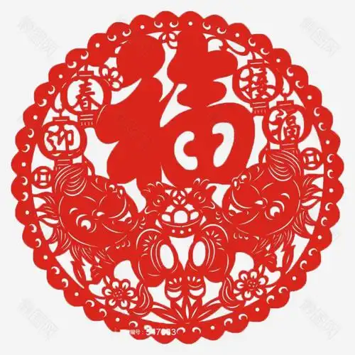 福 狗年 狗年大吉 红色 剪纸 中国风关键词  猴年剪纸中国风新年图案