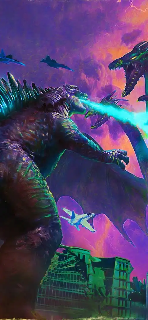 怪兽电影特斯拉第三部特斯拉大战三头巨龙帅气,高清图片,手机壁纸