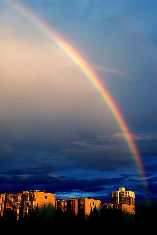 雨过天晴蓝天彩霞墨云见彩虹