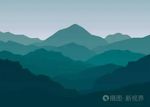 山水山自然背景.剪影概念.向量